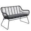 Habitat Ross Rattan Effect Garden Bench - Black -Trend Furniture 3425541 R Z001A