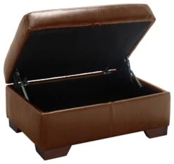 Habitat Eton Leather Storage Ottoman Footstool - Tan -Trend Furniture 3594630 R Z003A
