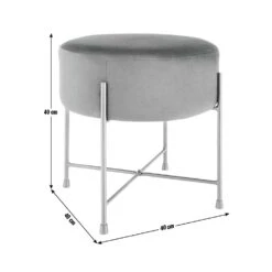 Habitat Jax Velvet Footstool - Navy -Trend Furniture 4350983 R E001