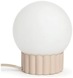 Habitat Ribbed Globe Table Lamp - White & Natural -Trend Furniture 4588982 R Z002A