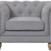 Habitat Chesterfield Fabric Armchair - Light Grey -Trend Furniture 4630531 R Z001A