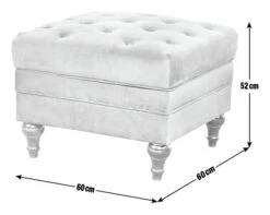 Habitat Chesterfield Velvet Storage Footstool - Light Grey -Trend Furniture 4654287 R E001