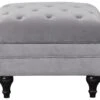 Habitat Chesterfield Velvet Storage Footstool - Light Grey -Trend Furniture 4654287 R Z001A