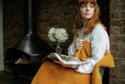 Dreamland Deluxe Velvet Mustard Heated Throw - Large -Trend Furniture 4844994 R Z012A