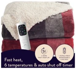 Dreamland Sherpa Tartan Reversible Overblanket -Trend Furniture 4883333 R Z005A