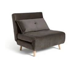 Habitat Roma Single Velvet Chairbed - Charcoal -Trend Furniture 5791417 R Z010A