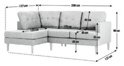 Habitat Joshua Left Hand Corner Chaise Sofa - Charcoal -Trend Furniture 6089647 R Z020A