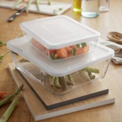 Pyrex Set Of 2 Glass Roasters With Plastic Storage Lids -Trend Furniture 6209654 R Z001C