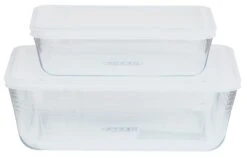 Pyrex Set Of 2 Glass Roasters With Plastic Storage Lids -Trend Furniture 6209654 R Z002A