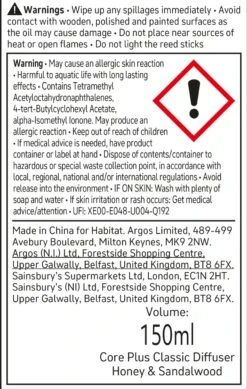 Habitat 150ml Scented Diffuser - Honey & Sandalwood -Trend Furniture 6828303 R Z011A