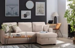 Habitat Reagan Right Corner Chaise Sofa Bed - Natural -Trend Furniture 7019757 R Z001C