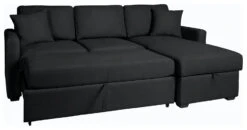 Habitat Reagan Corner Chaise Faux Leather Sofa Bed - Black -Trend Furniture 7067668 R Z003A