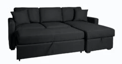 Habitat Reagan Corner Chaise Faux Leather Sofa Bed - Black -Trend Furniture 7067668 R Z007A
