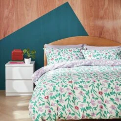Habitat 180TC Floral Green & Pink Bedding Set - Single