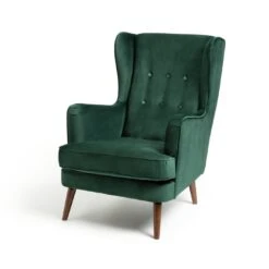 Habitat Callie Velvet Wingback Chair - Forest Green -Trend Furniture 7878486 R Z002A