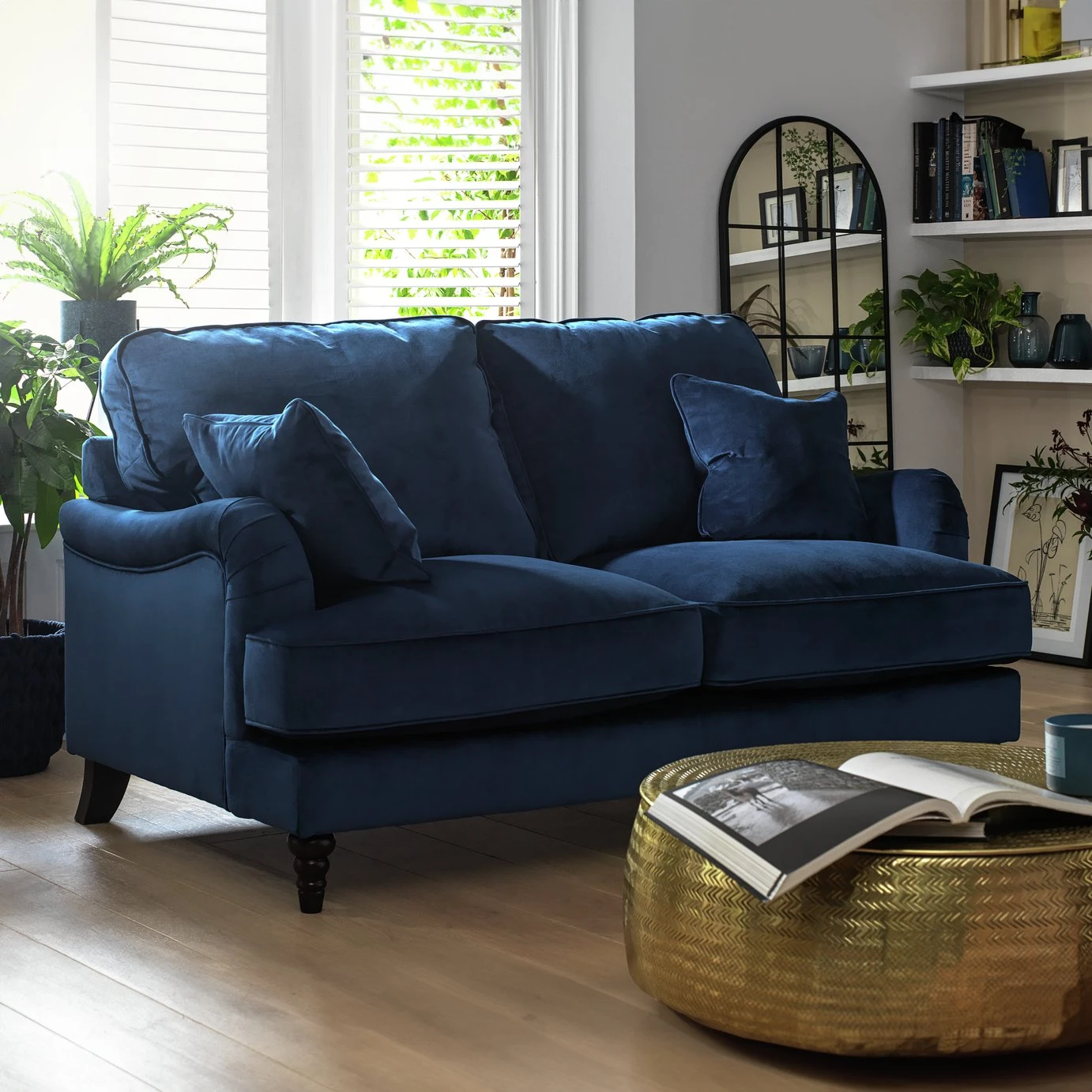 Habitat Matilda Velvet 2 Seater Sofa - Blue 4 Habitat Matilda Velvet 2 Seater Sofa - Blue - Image 2