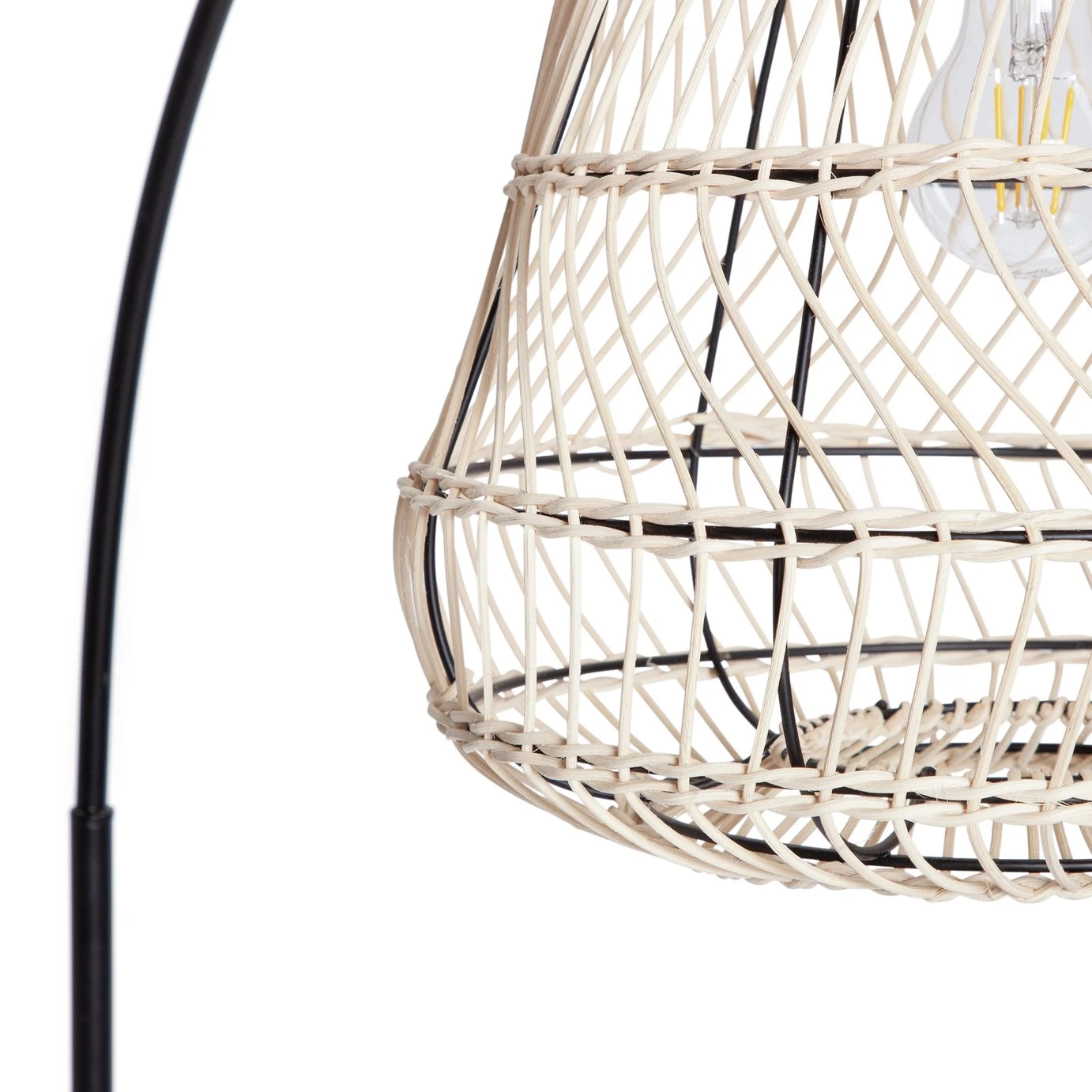 Habitat Rattan Arc Floor Lamp - Cream And Black 6 Habitat Rattan Arc Floor Lamp - Cream And Black - Image 4