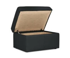 Habitat Gabe Leather Storage Footstool - Black -Trend Furniture 8062284 R Z003A
