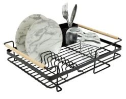 Habitat Wire Dishdrainer - Wood And Black -Trend Furniture 8092010 R Z007A