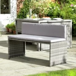 Habitat 2 Seater Space Saving Rattan Effect Patio Set - Grey -Trend Furniture 8563350 R Z010C