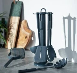 Habitat 6 Piece Utensil Set With Holder - Blue -Trend Furniture 8805513 R Z001C