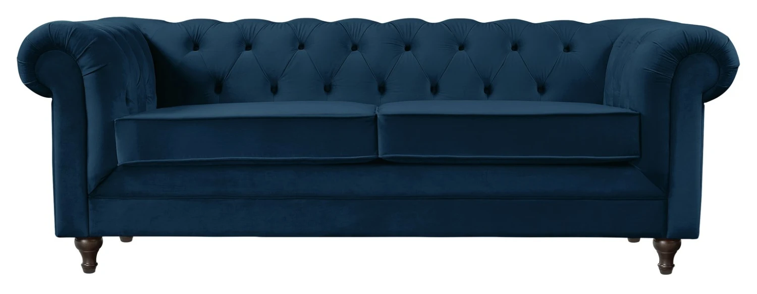 Habitat Chesterfield Velvet 3 Seater Sofa - Blue 3 Habitat Chesterfield Velvet 3 Seater Sofa - Blue