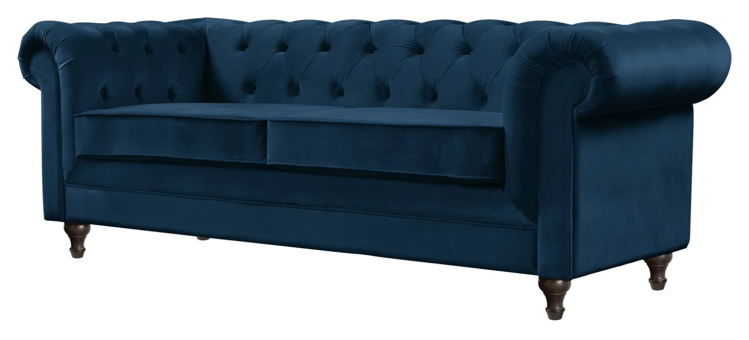 Habitat Chesterfield Velvet 3 Seater Sofa - Blue 7 Habitat Chesterfield Velvet 3 Seater Sofa - Blue - Image 5