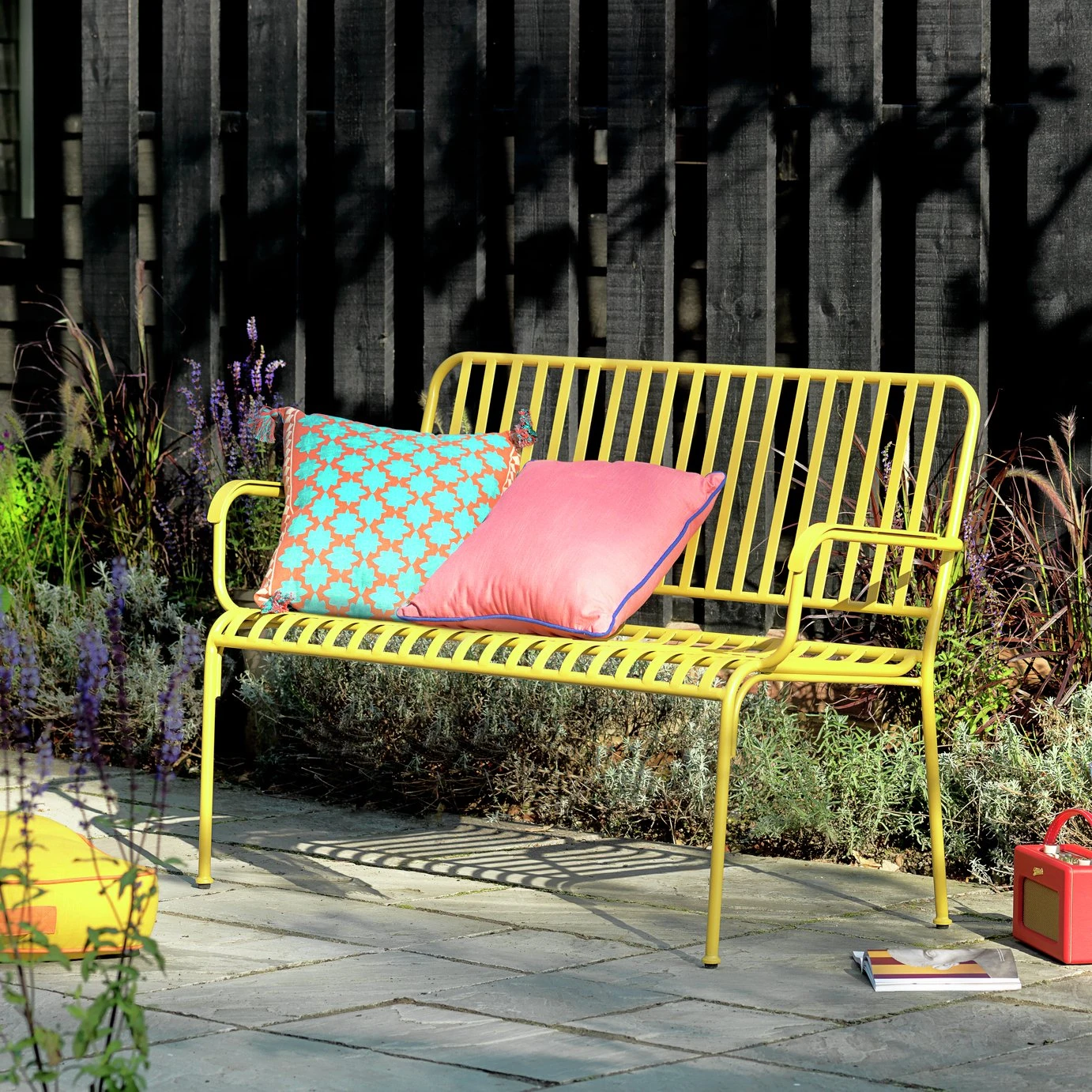 Habitat Indu 2 Seater Metal Bench - Yellow 4 Habitat Indu 2 Seater Metal Bench - Yellow - Image 2