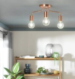 Habitat Rayner Steel LED Flush Ceiling Light - Rosegold -Trend Furniture 8927226 R Z002C