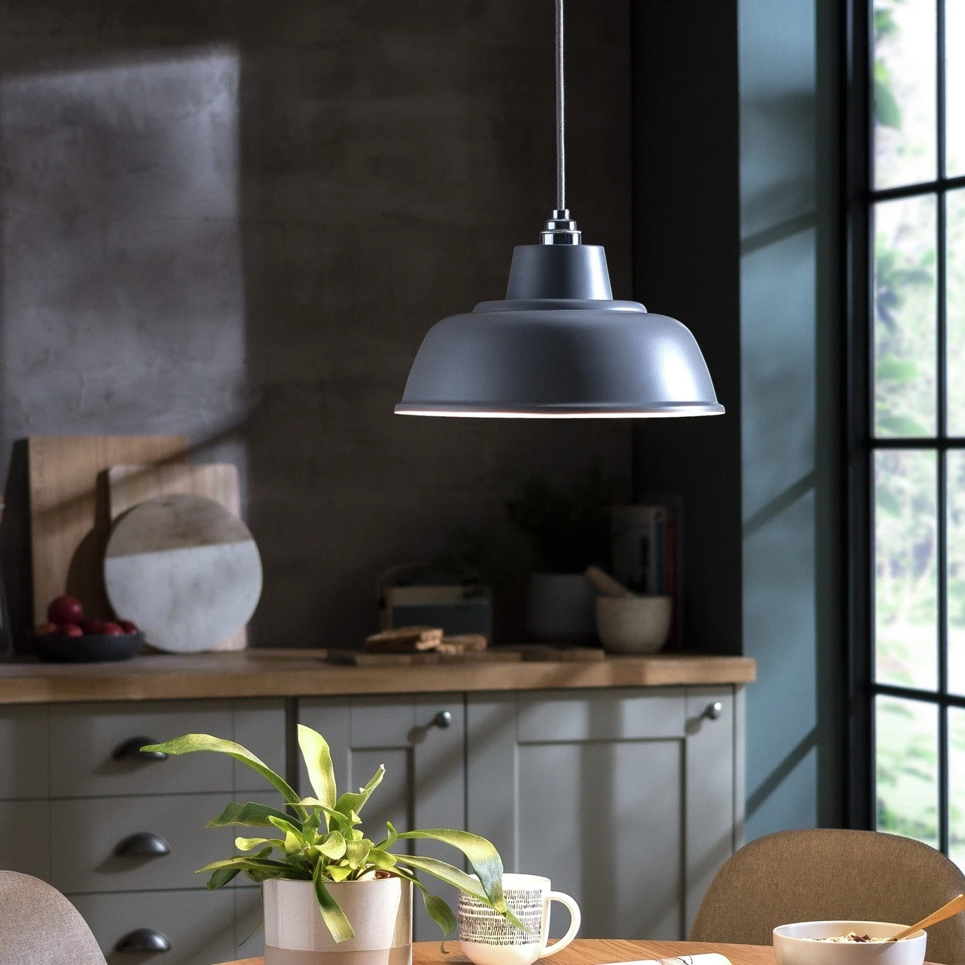 Habitat Core Metal Pendant Shade - Flint Grey 3 Habitat Core Metal Pendant Shade - Flint Grey