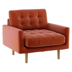 Habitat Fenner Velvet Fabric Armchair - Orange -Trend Furniture 8962982 R Z002A