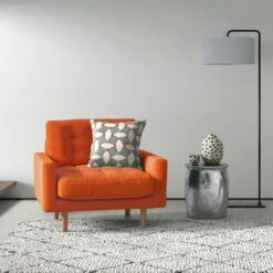 Habitat Fenner Velvet Fabric Armchair - Orange -Trend Furniture 8962982 R Z002C