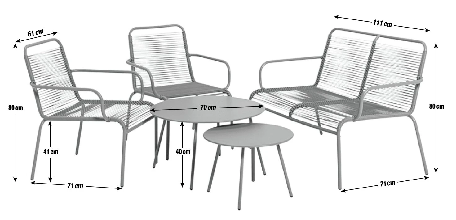 Habitat Ipanema 4 Seater Metal Garden Sofa Set - Grey 5 Habitat Ipanema 4 Seater Metal Garden Sofa Set - Grey - Image 3