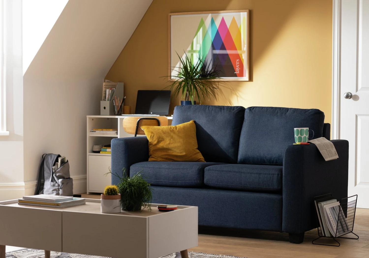 Habitat Apartment 2 Seater Fabric Sofa Bed - Navy 4 Habitat Apartment 2 Seater Fabric Sofa Bed - Navy - Image 2