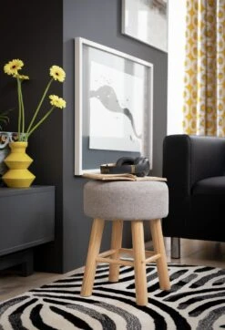 Habitat Sophie Small Fabric Stool - Light Grey -Trend Furniture 9180873 R Z001C