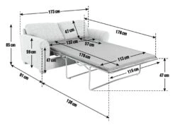 Habitat Lisbon Small Double Fabric Sofa Bed - Charcoal -Trend Furniture 9198786 R E001