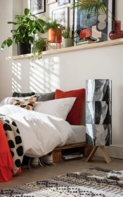 Habitat Whiteleaf Printed Column Floor Lamp - Black & White -Trend Furniture 9201910 R Z002C