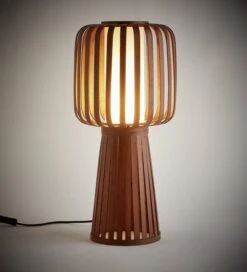 Habitat Achille Bamboo Table Lamp - Walnut & White -Trend Furniture 9202414 R Z002C