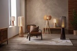 Habitat Achille Bamboo Table Lamp - Walnut & White -Trend Furniture 9202414 R Z004C