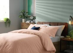 Habitat Stonewashed Cotton Plain Blush Bedding Set - Double -Trend Furniture 9209101 R Z001C