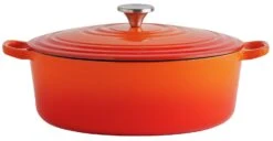 Habitat 4.7 Litre Cast Iron Oval Casserole Dish - Orange