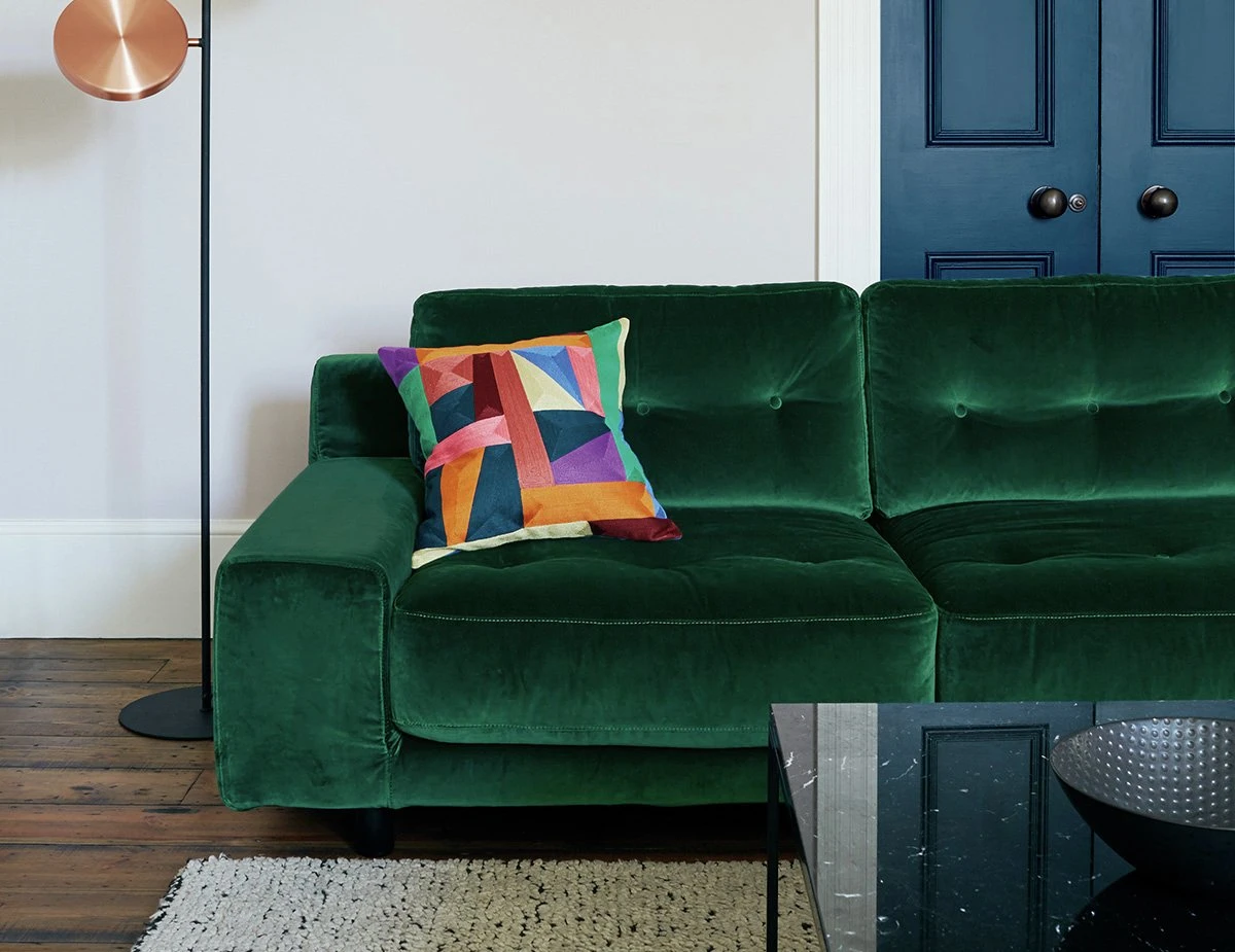 Habitat Hendricks Velvet Right Hand Corner Chaise Sofa-Green 4 Habitat Hendricks Velvet Right Hand Corner Chaise Sofa-Green - Image 2