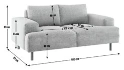 Habitat Julien Velvet 2 Seater Sofa - Grey -Trend Furniture 9359989 R E001