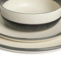 Habitat Stripe 12 Piece Stoneware Dinner Set - Multicoloured -Trend Furniture 9360992 R Z001B