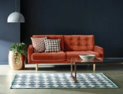 Habitat Fenner Velvet 3 Seater Sofa - Orange -Trend Furniture 9374232 R Z001C