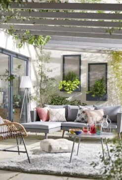 Habitat 5 Seater Rattan Effect Garden Corner Sofa Set - Grey -Trend Furniture 9397673 R Z016C