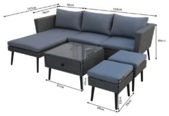 Habitat 5 Seater Rattan Effect Garden Corner Sofa Set - Grey -Trend Furniture 9397673 R Z020A