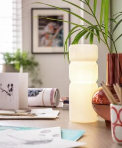 Habitat Parr Glass Column Table Lamp - White -Trend Furniture 9404504 R Z002C