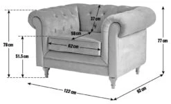 Habitat Chesterfield Velvet Armchair - Blue -Trend Furniture 9449325 R E001