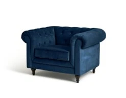 Habitat Chesterfield Velvet Armchair - Blue -Trend Furniture 9449325 R Z002A